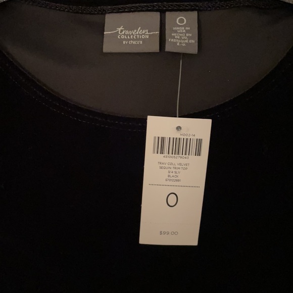 Chico’s Traveler Collection Classy Velvet and Sequined Top/Sweater Size 0. NWT - Picture 5 of 11